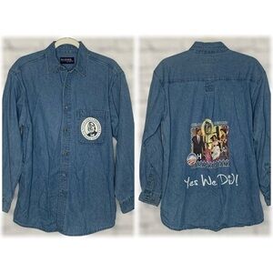 Warner Payne Barack Obama “Yes We Did” Graphic Denim Button Down Shirt